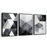 Kit 3 Quadros Abstrato Moderno Preto Cinza Moldura:preta - 10