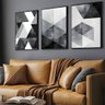 Kit 3 Quadros Abstrato Moderno Preto Cinza Moldura:preta - 9