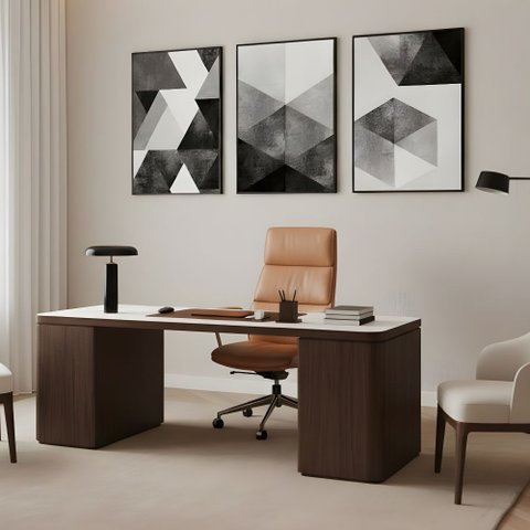 Kit 3 Quadros Abstrato Moderno Preto Cinza Moldura:preta