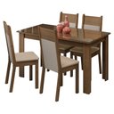 Ver imagem 2 de Conjunto Sala de Jantar Mesa Tampo de Vidro 4 Cadeiras Rustic/crema/bege Eloá Madesa