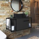 Ver imagem 1 de Gabinete Suspenso Para Banheiro 80cm P1019 Grafite Com Cuba Berlin Preta