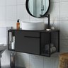 Gabinete Suspenso Para Banheiro 80cm P1019 Grafite Com Cuba Berlin Branca - 10