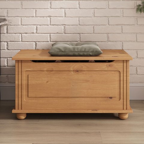 Baú Assento Organizador Madeira Maciça Bristol Idimex