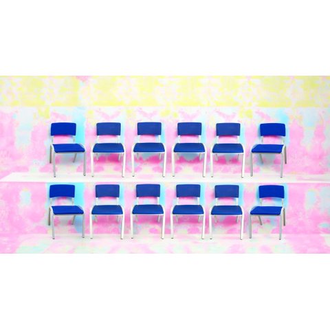 Kit 12 Cadeira Iso Infantil Azul Escolar e Creche