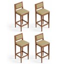 Ver imagem 1 de Kit 04 Banquetas Altas Lenna 99cm em Madeira e Encosto Estofado Linho Palha - Desk Design