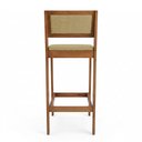 Ver imagem 5 de Kit 04 Banquetas Altas Lenna 99cm em Madeira e Encosto Estofado Linho Palha - Desk Design