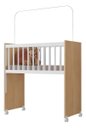 Ver imagem 1 de Mini Berço Marrom Branco Infantil Grade Móvel Regulável Mosquiteiro com Colchão Confotável P/ Bebê