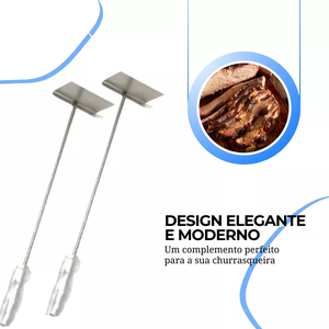Kit 2 Espalhadores Carvão Brasa Churrasqueira Inox