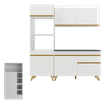 Cozinha Compacta com Bancada Americana/mesa Veneza Multimóveis Mp2211 Branco/dourado - 6