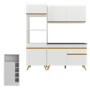 Ver imagem 6 de Cozinha Compacta com Bancada Americana/mesa Veneza Multimóveis Mp2211 Branco/dourado