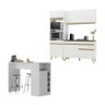Cozinha Compacta com Bancada Americana/mesa Veneza Multimóveis Mp2211 Branco/dourado - 1