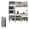 Cozinha Compacta com Bancada Americana/mesa Veneza Multimóveis Mp2211 Branco/dourado - 4