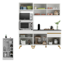 Ver imagem 4 de Cozinha Compacta com Bancada Americana/mesa Veneza Multimóveis Mp2211 Branco/dourado