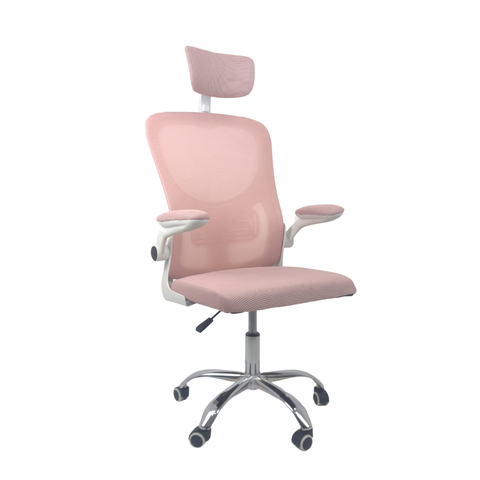 Cadeira de Escritório Diretor Oficial Vegas com Apoio - Rosa Branco + E-book