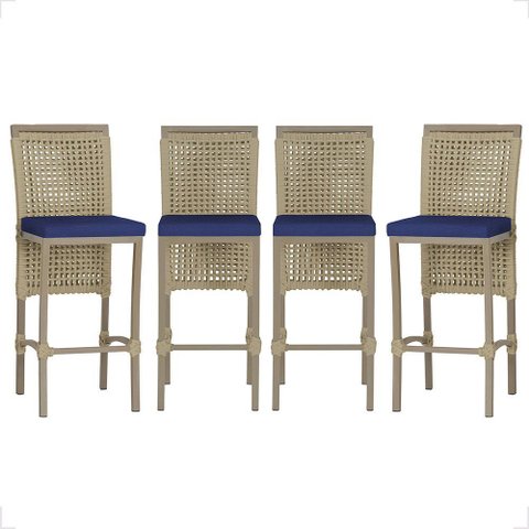 4 Banqueta em Alumínio Roma Fendi Corda Náutica Tecido 10