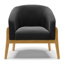 Ver imagem 3 de Poltrona Stella Suede Preto Base Madeira Castanho - D'Rossi DRossi