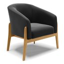 Ver imagem 1 de Poltrona Stella Suede Preto Base Madeira Castanho - D'Rossi DRossi