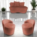 Ver mais imagens de Kit Namoradeira + 2 Poltronas Yara Orgânica Bouclé Terracota