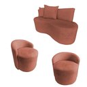 Ver imagem 2 de Kit Namoradeira + 2 Poltronas Yara Orgânica Bouclé Terracota