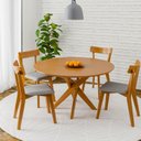 Ver imagem 1 de Conjunto Mesa Lisboa com 4 Cadeiras Rafa Espresso Móveis Marrom/Nozes/Cinza