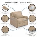 Ver imagem 3 de Poltrona Retrátil Cama Solteiro 2 em 1 Zia Confortável e Funcional Veludo Bege - Abmaza