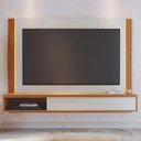 Ver imagem 1 de Painel para TV 75 pol Bancada Suspensa LED Horebe C04 Off White Matte Freijó - Lyam Decor