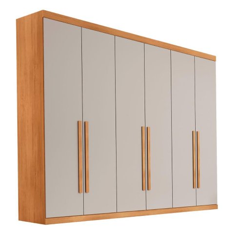 Guarda-Roupa Casal 100% MDF com 6 Portas e 6 Gavetas 273cm Multimóveis CR35508 Madeirado/Off White