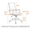 Ver imagem 2 de Kit 2 Cadeiras Escritório Presidente Esteirinha Corino Manhattan Preto