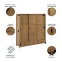 Ver imagem 4 de Guarda Roupa Casal Lazio 3 Portas Correr 3 Gavetas Madeira Freijó Mpozenato 196cm