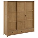Ver imagem 7 de Guarda Roupa Casal Lazio 3 Portas Correr 3 Gavetas Madeira Freijó Mpozenato 196cm