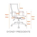Ver imagem 2 de Kit 2 Cadeiras Escritório Presidente Giratória Aço Cromado Sidney Cinza