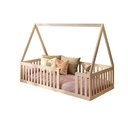 Ver imagem 2 de Cama Montessoriana Solteiro com Grade e Telhado Giulia Casatema MadeiraOriginals Marrom/Bege