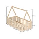 Ver imagem 3 de Cama Montessoriana Solteiro com Grade e Telhado Giulia Casatema MadeiraOriginals Marrom/Bege
