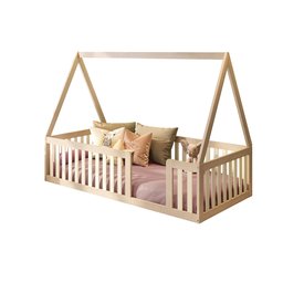 Cama Montessoriana Solteiro Com Grade e Telhado Giulia Casatema - 2