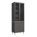 Ver imagem 3 de Armário Paneleiro 0,8m 4 Portas Vidro Fume Isabelle