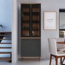 Ver imagem 2 de Armário Paneleiro 0,8m 4 Portas Vidro Fume Isabelle