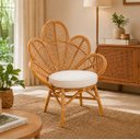 Ver imagem 2 de Poltrona em Rattan com Estofado Branco 102x75x57cm