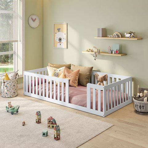 Cama Montessoriana Solteiro Com Grade Giulia Casatema MadeiraOriginals