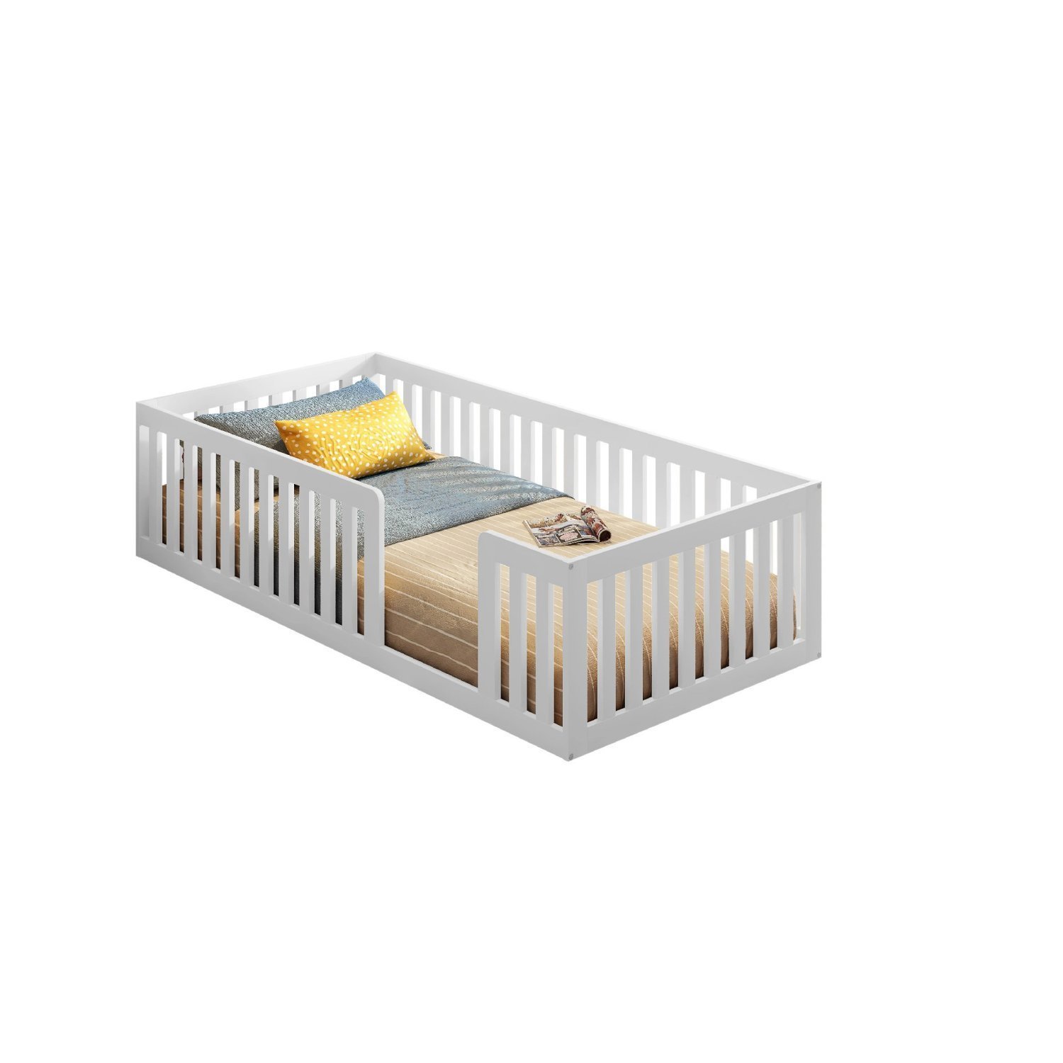 Cama Montessoriana Solteiro em Mdf e Madeira com Grade Giulia Casatema - 2