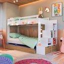 Ver imagem 2 de Triliche Infantil pra Quarto com Escadas e Estante 231,8 Cm Cor:branco com Aveiro Oak