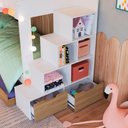 Ver imagem 5 de Triliche Infantil pra Quarto com Escadas e Estante 231,8 Cm Cor:branco com Aveiro Oak