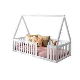 Cama Montessoriana Solteiro Com Grade e Telhado Giulia Casatema - 2