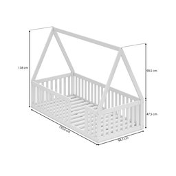 Cama Montessoriana Solteiro Com Grade e Telhado Giulia Casatema - 3