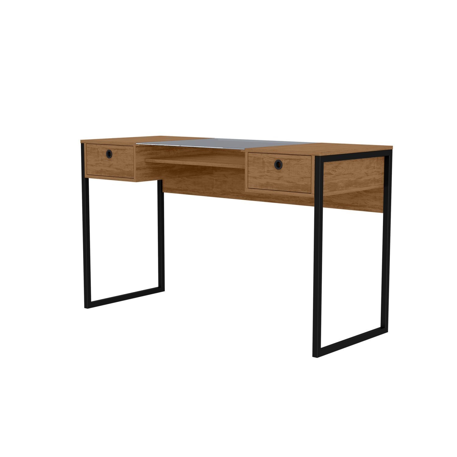 Escrivaninha 132cm com Vidro Central 2 Gavetas Wood Yescasa - 5