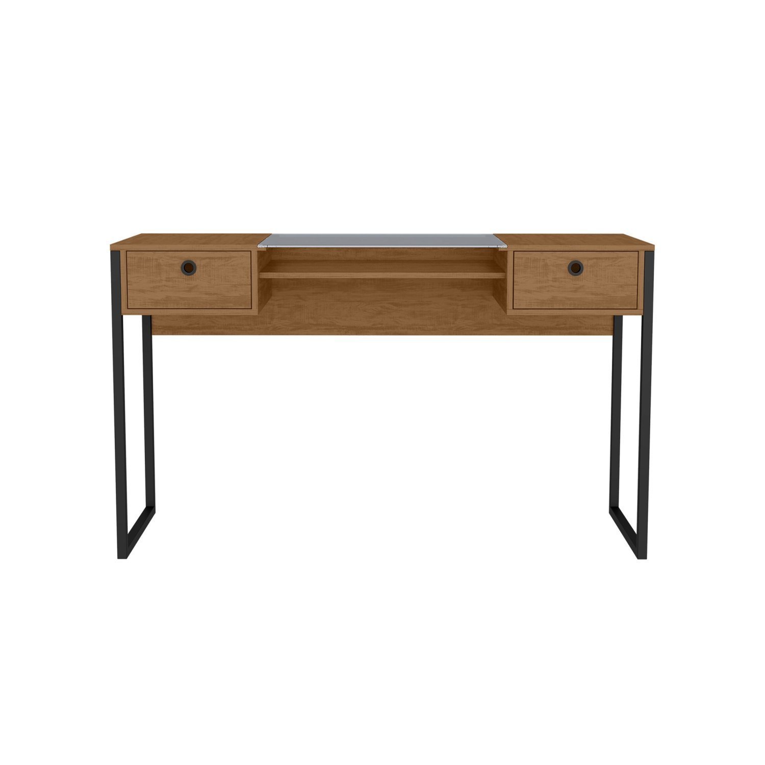 Escrivaninha 132cm com Vidro Central 2 Gavetas Wood Yescasa - 2