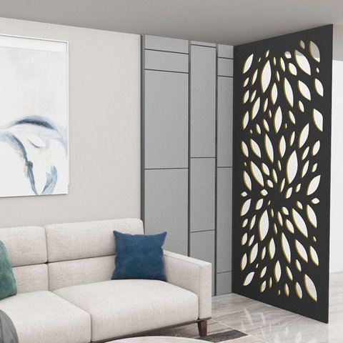 Painel Vazado Divisória Mdf Barcelona Preto - 0,90x2,40m