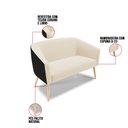 Ver imagem 5 de Kit 01 Namoradeira 02 Lugares e 02 Poltronas Stella Corano Preto com Linho Bege 19 Pés Palito