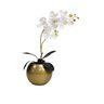 Arranjo Flores Orquídea Artificial Branca e Vaso - Ouro - 1