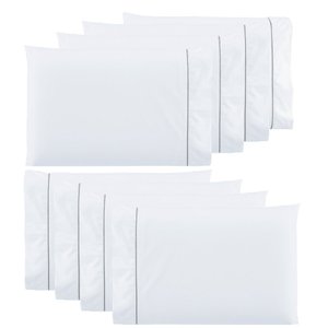 Kit 8 Fronhas Ponto Palito Percal 600 Fios Callandra cor:branco