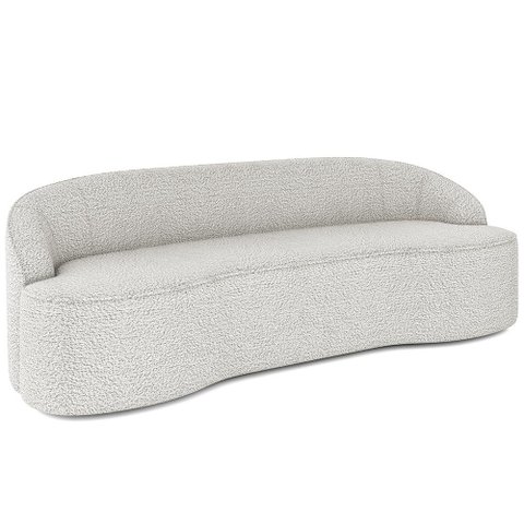Sofá 4 Lugares Curvo Sala de Estar Living Lótus D02 Bouclê Creme 260 cm B-54 - Lyam Decor